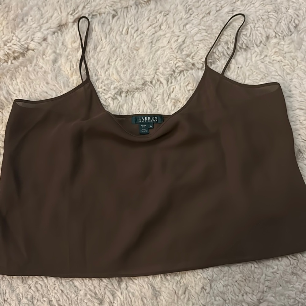 Ralph Lauren brown spaghetti strap blouse size XL